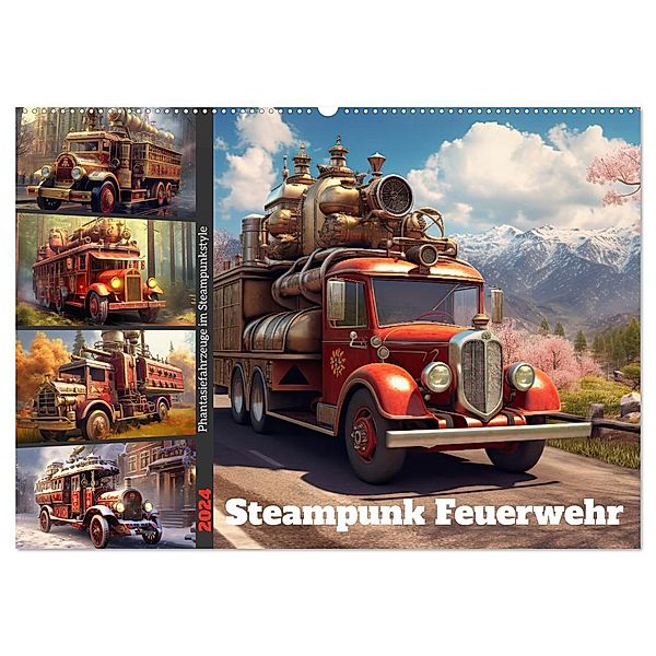 Steampunk Feuerwehr (Wandkalender 2024 DIN A2 quer), CALVENDO Monatskalender, Sabine Löwer