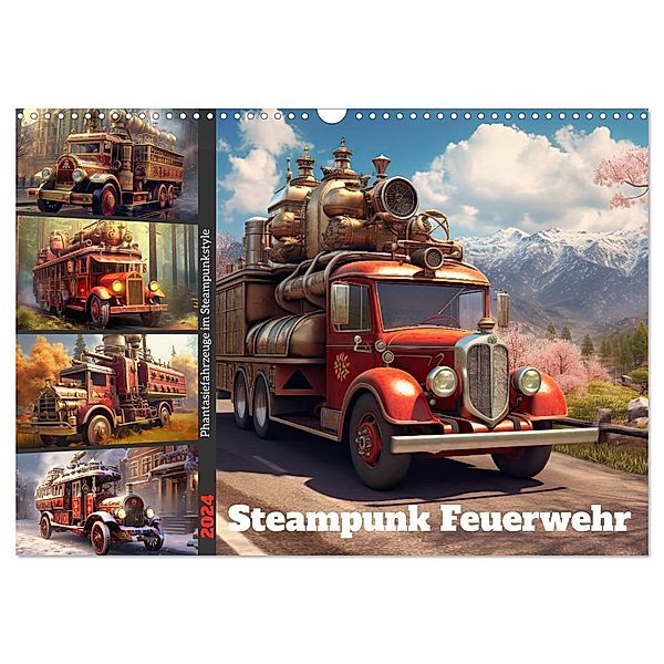 Steampunk Feuerwehr (Wandkalender 2024 DIN A3 quer), CALVENDO Monatskalender, Sabine Löwer