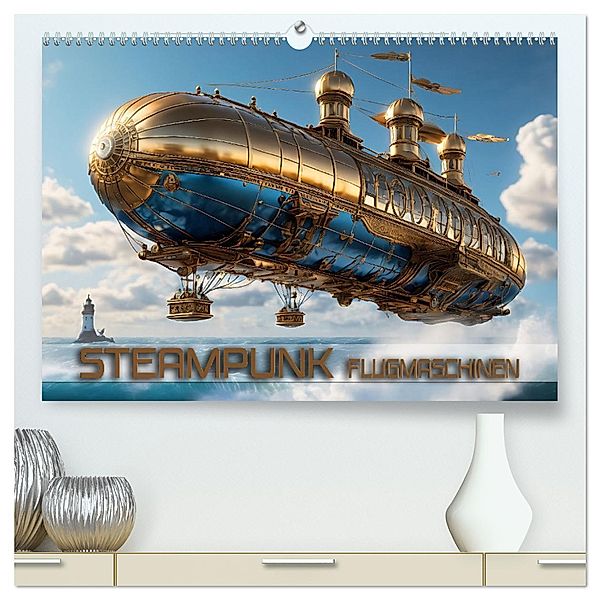Steampunk Flugmaschinen (hochwertiger Premium Wandkalender 2025 DIN A2 quer), Kunstdruck in Hochglanz, Calvendo, Renate Utz