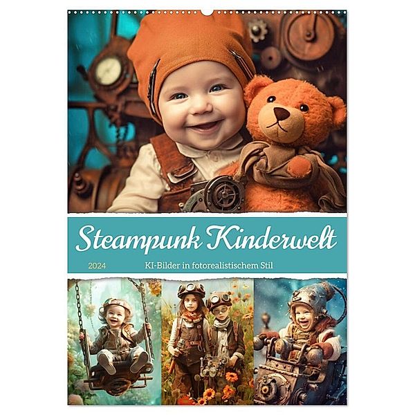 Steampunk Kinderwelt (Wandkalender 2024 DIN A2 hoch), CALVENDO Monatskalender, Sabine Löwer