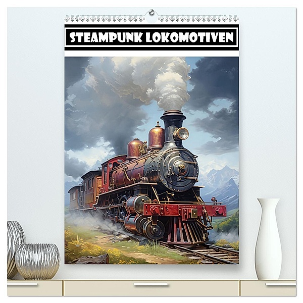 Steampunk Lokomotiven (hochwertiger Premium Wandkalender 2024 DIN A2 hoch), Kunstdruck in Hochglanz, Calvendo, Liselotte Brunner-Klaus