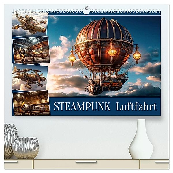 Steampunk Luftfahrt (hochwertiger Premium Wandkalender 2024 DIN A2 quer), Kunstdruck in Hochglanz, Sabine Löwer