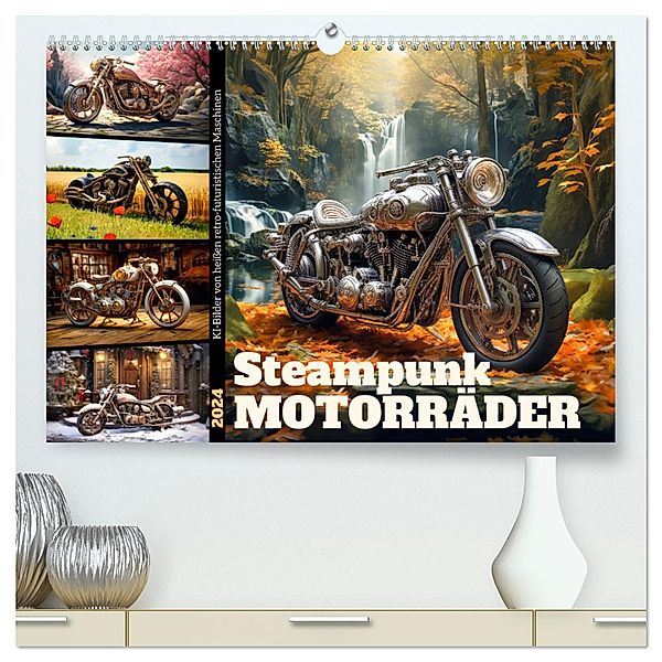 Steampunk Motorräder (hochwertiger Premium Wandkalender 2024 DIN A2 quer), Kunstdruck in Hochglanz, Sabine Löwer