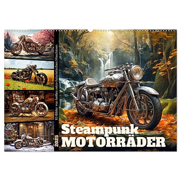 Steampunk Motorräder (Wandkalender 2025 DIN A2 quer), CALVENDO Monatskalender, Calvendo, Sabine Löwer