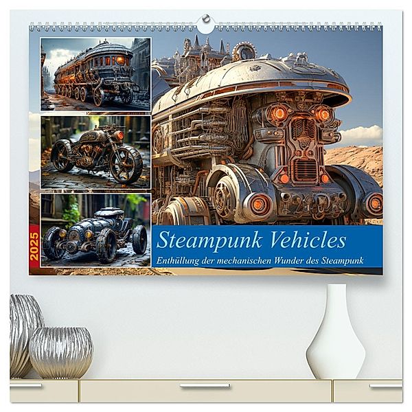 Steampunk Vehicles (hochwertiger Premium Wandkalender 2025 DIN A2 quer), Kunstdruck in Hochglanz, Calvendo, Steffen Gierok-Latniak