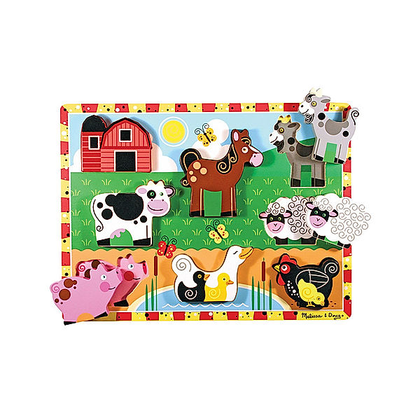 Melissa & Doug Steckpuzzle CHUNKY FARM aus Holz