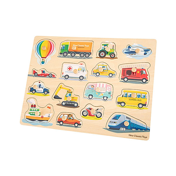 New Classic Toys Steckpuzzle FAHRZEUGE 16-teilig aus Holz