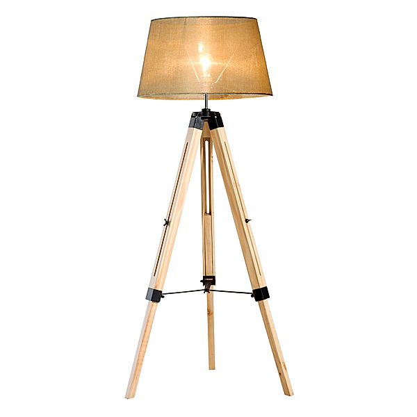 Stehlampe höhenverstellbar (Farbe: natur, beige)