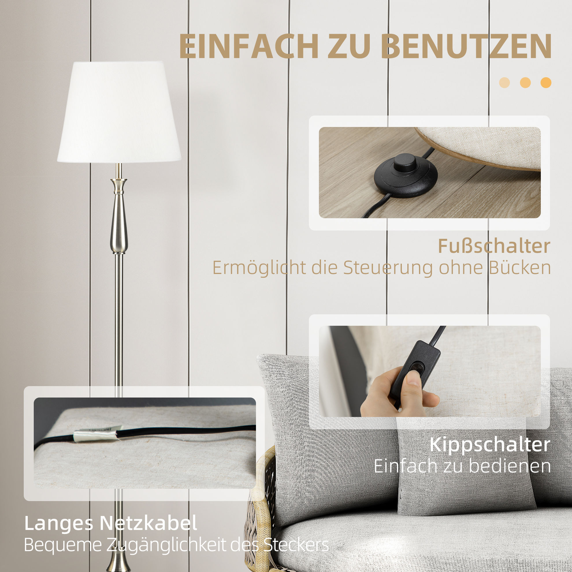 Stehlampen-Set mit E37 Fassung weiß Farbe: cremeweiß | Weltbild.de
