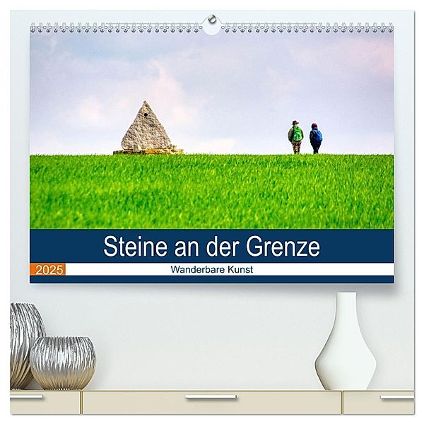 Steine an der Grenze - Wanderbare Kunst (hochwertiger Premium Wandkalender 2025 DIN A2 quer), Kunstdruck in Hochglanz, Calvendo, Thomas Bartruff