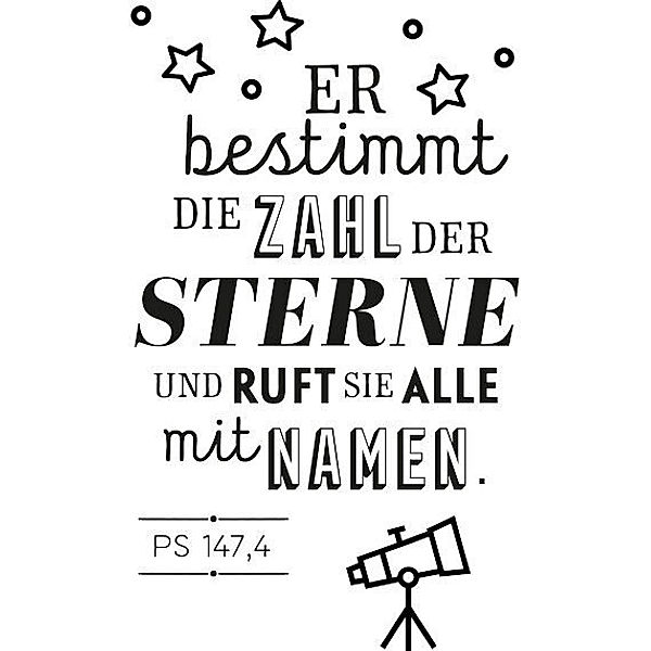 Camino Stempel: Er bestimmt die Zahl der Sterne und ruft sie alle mit Namen. (Ps 147,4)