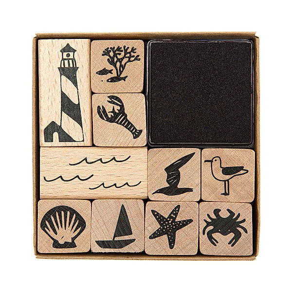 RICO DESIGN Stempel-Set MARITIM 11er-Pack aus Holz