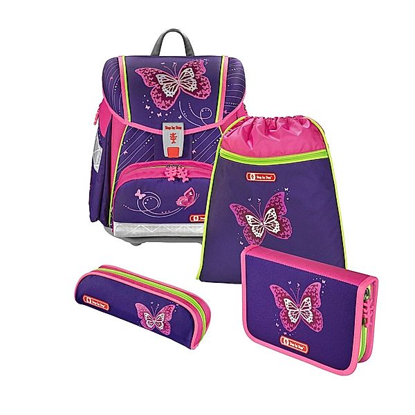 Step by Step Step by Step TOUCH 2 Schulranzen-Set Shiny Butterfly, 4-teilig