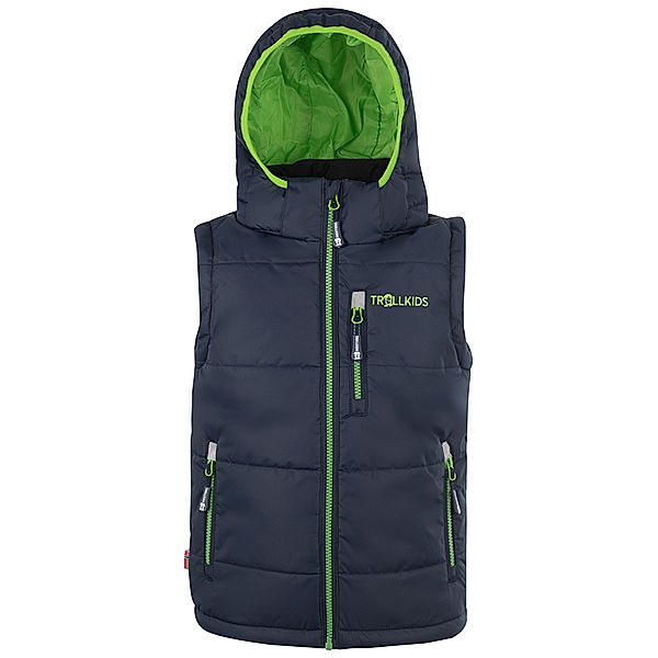 TROLLKIDS Stepp-Weste KIDS NARVIK mit Kapuze in navy/bright green