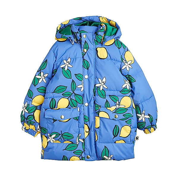 mini rodini Steppjacke LEMONS AOP mit Kapuze in blue