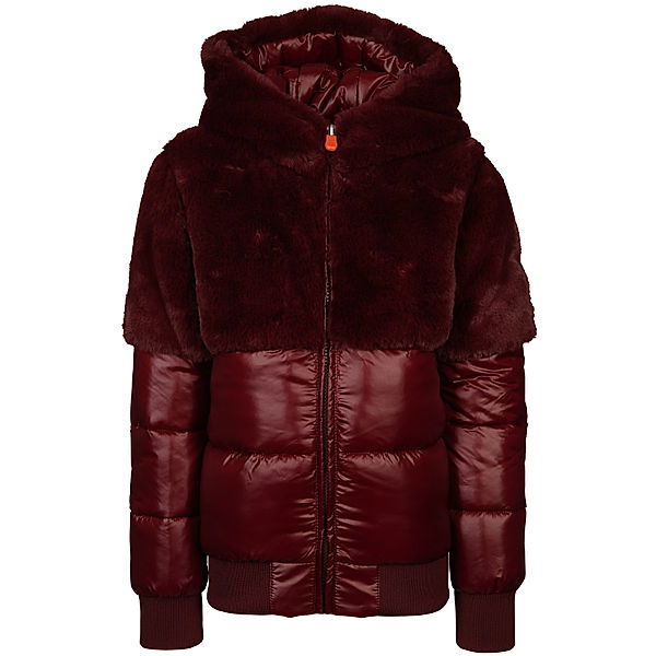 Save The Duck Steppjacke LUFY BONNIE mit Kunstfellbesatz in wine red