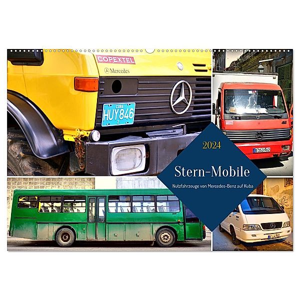 Stern-Mobile - Nutzfahrzeuge von Mercedes-Benz auf Kuba (Wandkalender 2024 DIN A2 quer), CALVENDO Monatskalender, Henning von Löwis of Menar