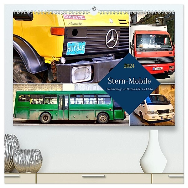 Stern-Mobile - Nutzfahrzeuge von Mercedes-Benz auf Kuba (hochwertiger Premium Wandkalender 2024 DIN A2 quer), Kunstdruck in Hochglanz, Henning von Löwis of Menar