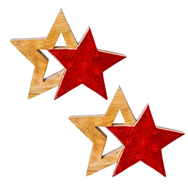 Sterne CIDER aus Holz im 2er-Set, 20x20x3,50 cm, rot
