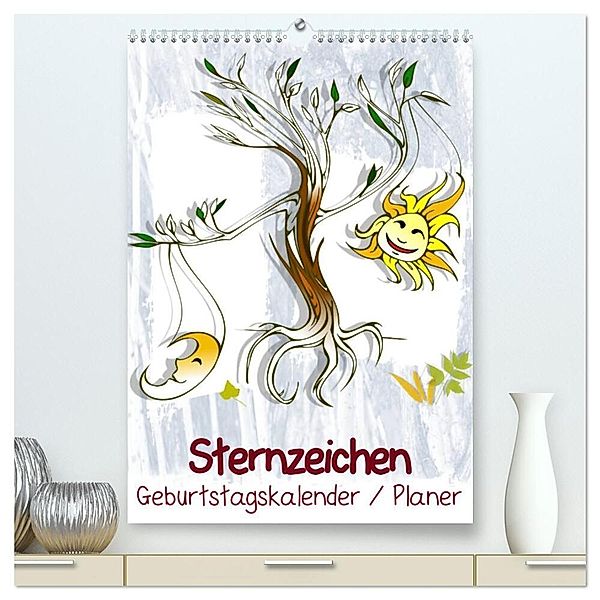 Sternzeichen - Geburtstagskalender / Planer (hochwertiger Premium Wandkalender 2024 DIN A2 hoch), Kunstdruck in Hochglanz, Elisabeth Stanzer