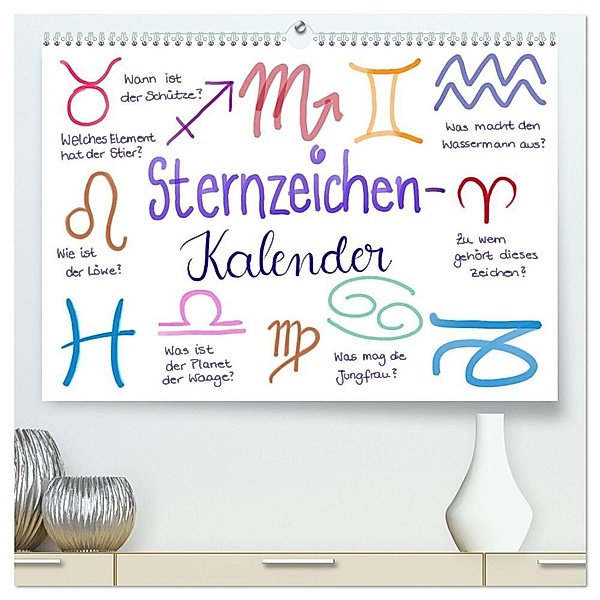 Sternzeichen-Kalender (hochwertiger Premium Wandkalender 2024 DIN A2 quer), Kunstdruck in Hochglanz, Martje Kleinhans - Kritzelfee