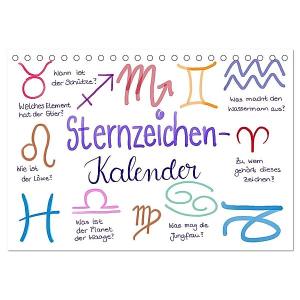 Sternzeichen-Kalender (Tischkalender 2024 DIN A5 quer), CALVENDO Monatskalender, Martje Kleinhans - Kritzelfee