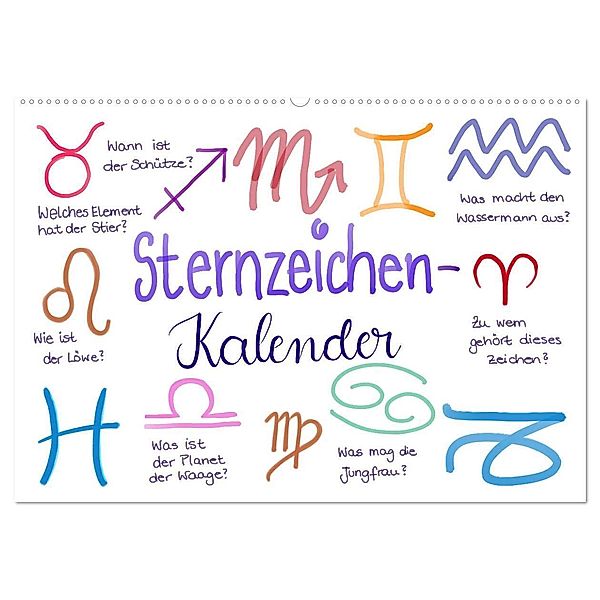 Sternzeichen-Kalender (Wandkalender 2024 DIN A2 quer), CALVENDO Monatskalender, Martje Kleinhans - Kritzelfee