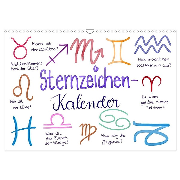 Sternzeichen-Kalender (Wandkalender 2024 DIN A3 quer), CALVENDO Monatskalender, Martje Kleinhans - Kritzelfee