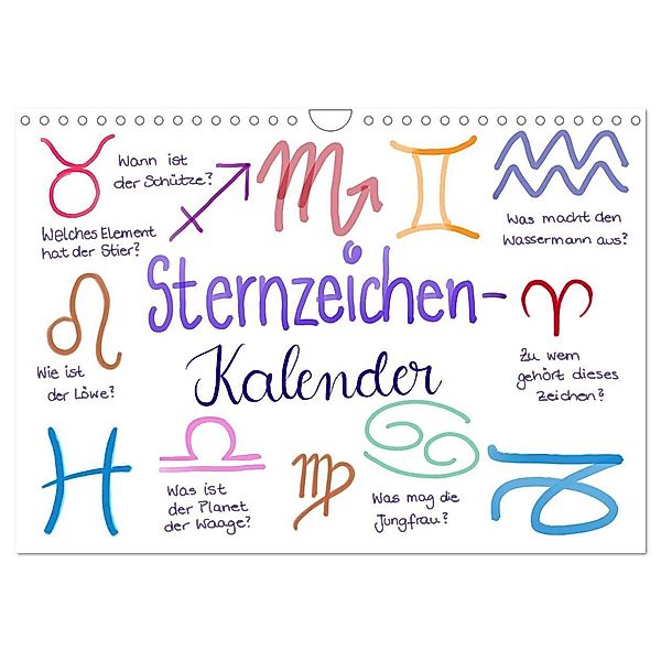 Sternzeichen-Kalender (Wandkalender 2024 DIN A4 quer), CALVENDO Monatskalender, Martje Kleinhans - Kritzelfee