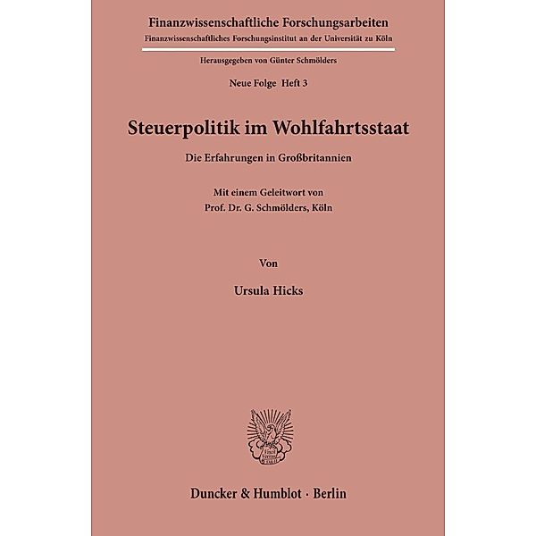 Steuerpolitik im Wohlfahrtsstaat., Ursula Hicks