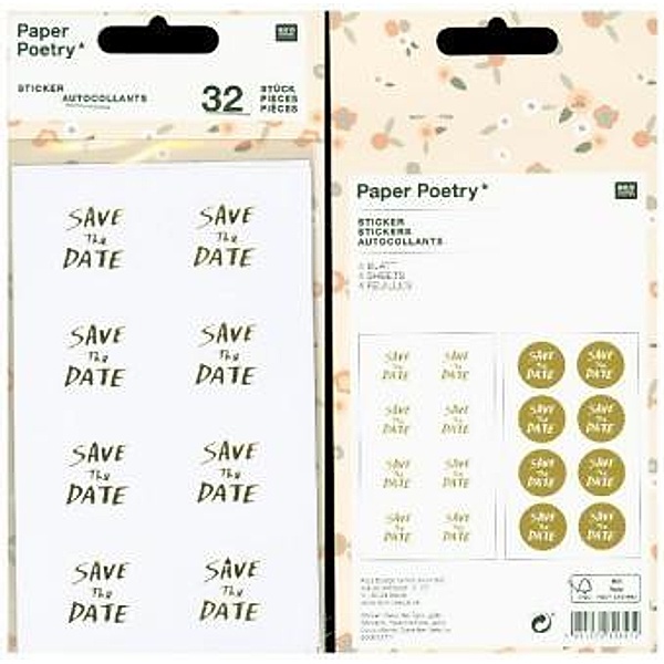 Sticker, Save Date, Gold