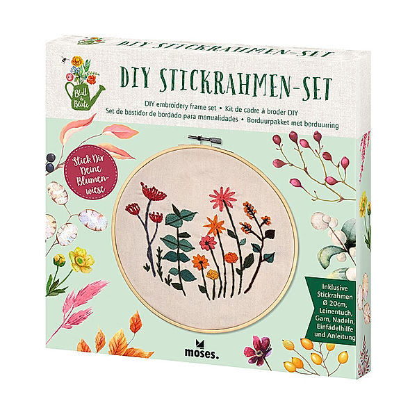 moses Verlag Stickrahmen-Set BLATT & BLÜTE DIY