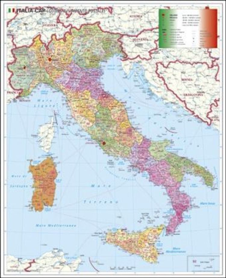 Stiefel Wandkarte Großformat Italien, Postleitzahlen, italienische Ausgabe,  ohne Metallstäbe Buch versandkostenfrei bei Weltbild.at bestellen
