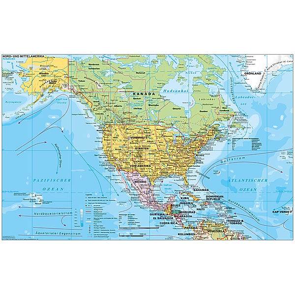 Stiefel Wandkarte Grossformat Nord- und Mittelamerika politisch, Heinrich Stiefel