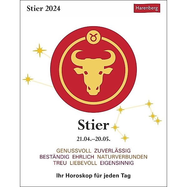 Stier Sternzeichenkalender 2024: Tagesabreißkalender. Tischkalender 2024 mit täglichem Horoskop. Kleiner Kalender mit täglichem Blick in die Sterne, Robert Satorius