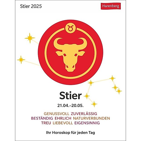 Stier Sternzeichenkalender 2025 - Tagesabreisskalender - Ihr Horoskop für jeden Tag, Robert Satorius