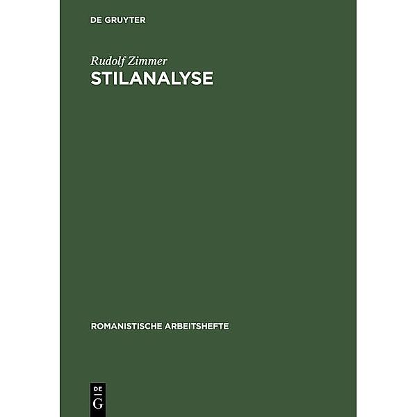Stilanalyse / Romanistische Arbeitshefte Bd.20, Rudolf Zimmer