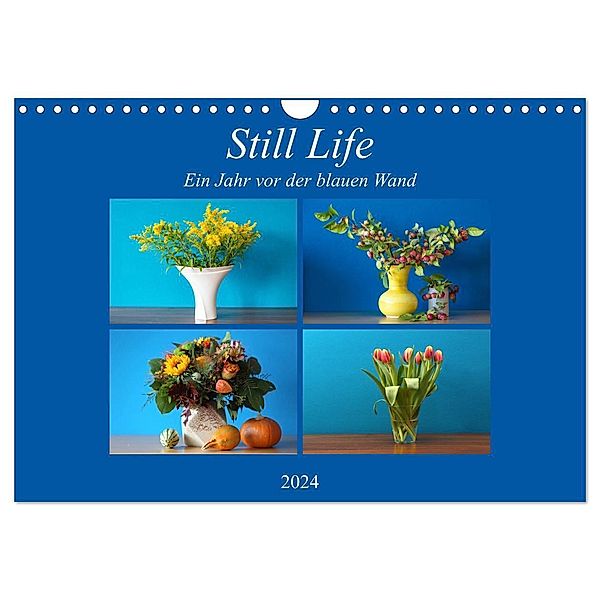 Still Life - Blumen vor der blauen Wand (Wandkalender 2024 DIN A4 quer), CALVENDO Monatskalender, hans will