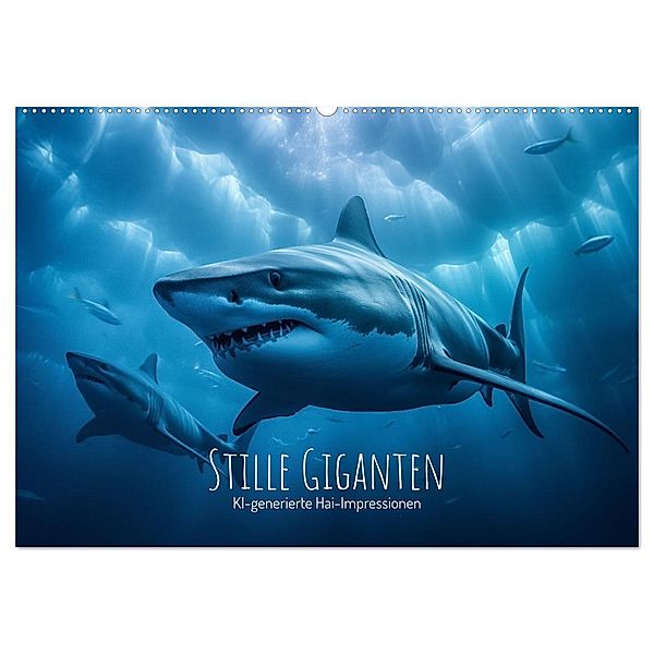 Stille Giganten - KI-generierte Hai-Impressionen (Wandkalender 2025 DIN A2 quer), CALVENDO Monatskalender, Calvendo, artefacti