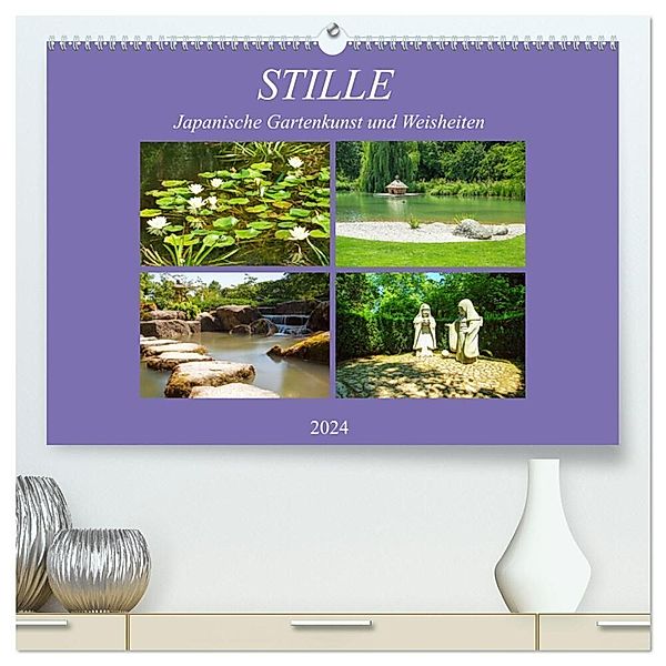 Stille. Japanische Gartenkunst und Weisheiten (hochwertiger Premium Wandkalender 2024 DIN A2 quer), Kunstdruck in Hochglanz, Martina Marten