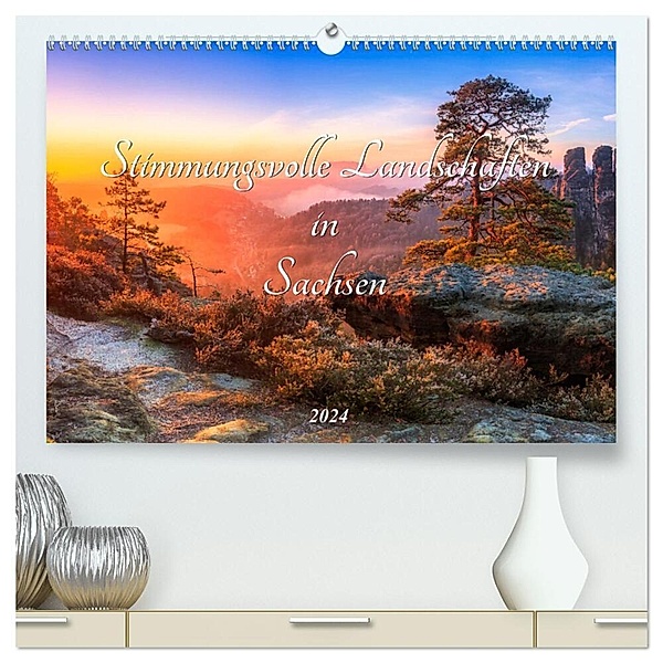Stimmungsvolle Landschaften in Sachsen 2024 (hochwertiger Premium Wandkalender 2024 DIN A2 quer), Kunstdruck in Hochglanz, Daniela Beyer (Moqui)