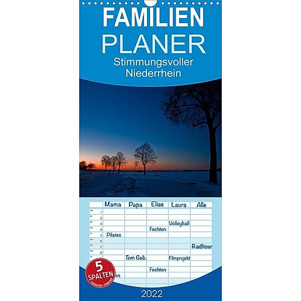 Stimmungsvoller Niederrhein - Familienplaner hoch (Wandkalender 2022 , 21 cm x 45 cm, hoch), Helma Spona