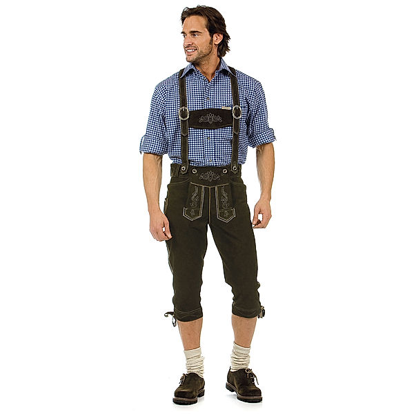 Stockerpoint Lederhose Justin, urig antik, Kniebund, H-Träger (Größe: 54)