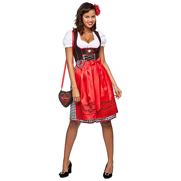 Stockerpoint Midi Dirndl Stephanie, 2-tlg., 60 cm, rot (Größe: 34)