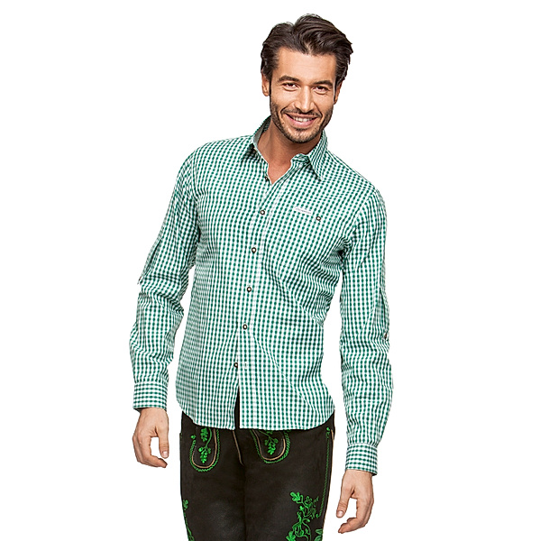 Stockerpoint Trachtenhemd Campos2, Blockkaro, dunkelgrün (Größe: XL)