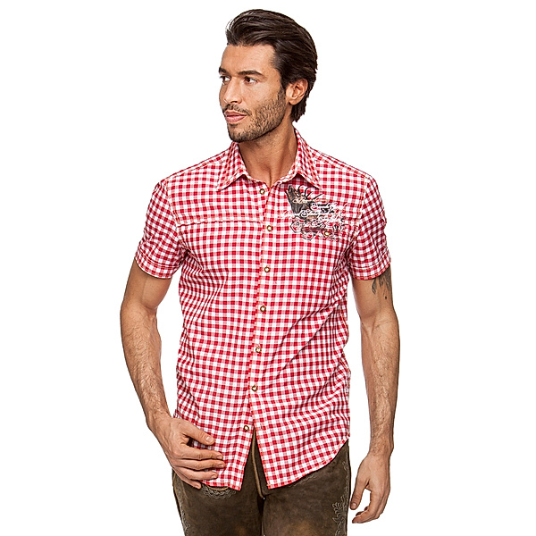 Stockerpoint Trachtenhemd Jeff, Halbarm, rot (Größe: XL)