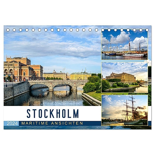 Stockholm - Maritime Ansichten (Tischkalender 2024 DIN A5 quer), CALVENDO Monatskalender, U-DO