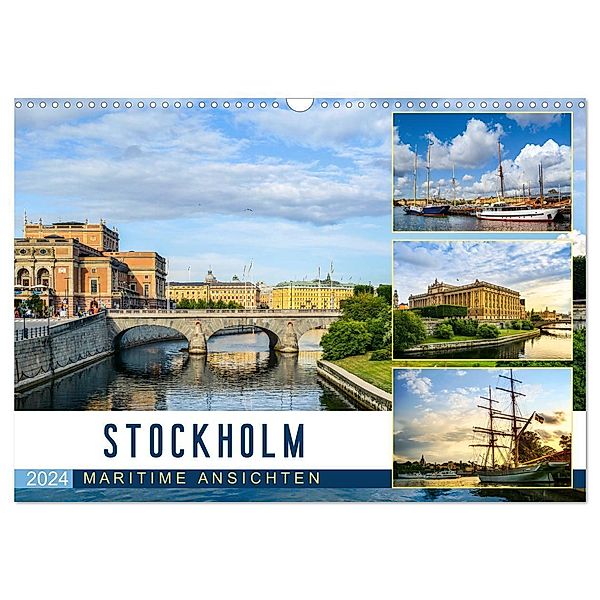 Stockholm - Maritime Ansichten (Wandkalender 2024 DIN A3 quer), CALVENDO Monatskalender, U-DO