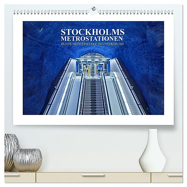 Stockholms Metrostationen - Bunte Meisterwerke im Untergrund (hochwertiger Premium Wandkalender 2024 DIN A2 quer), Kunstdruck in Hochglanz, Christian Hallweger