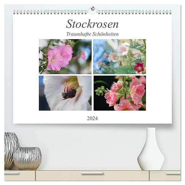 Stockrosen - Traumhafte Schönheiten (hochwertiger Premium Wandkalender 2024 DIN A2 quer), Kunstdruck in Hochglanz, Kai Kupfer